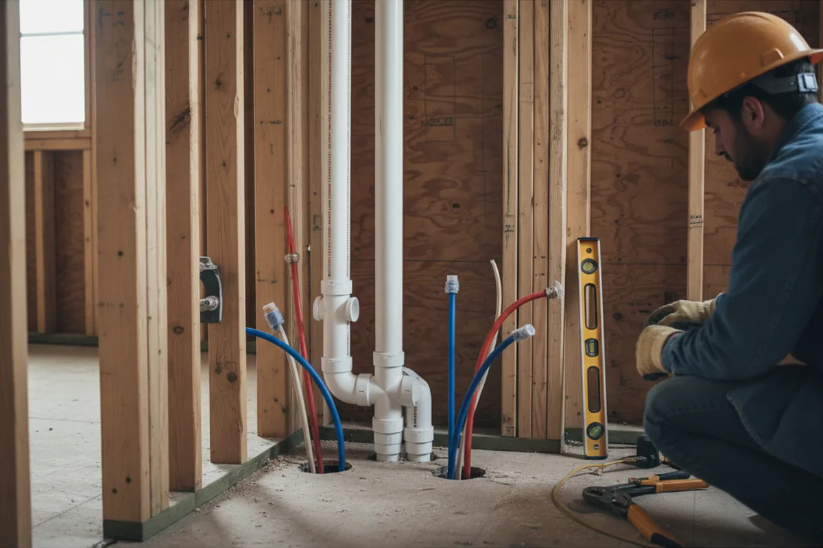 Drain and supply rough-in during Leak Detection in Green