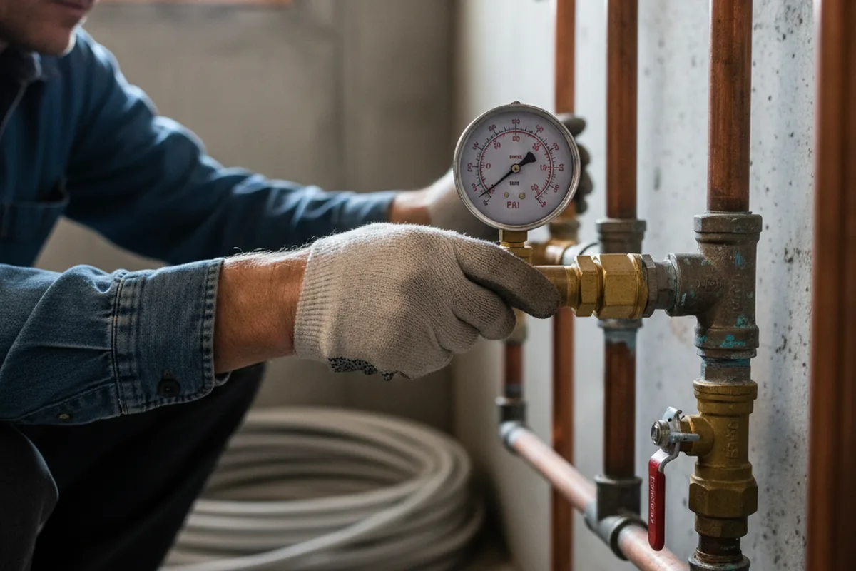 Pressure testing a repaired line during Water Line Repair in Green